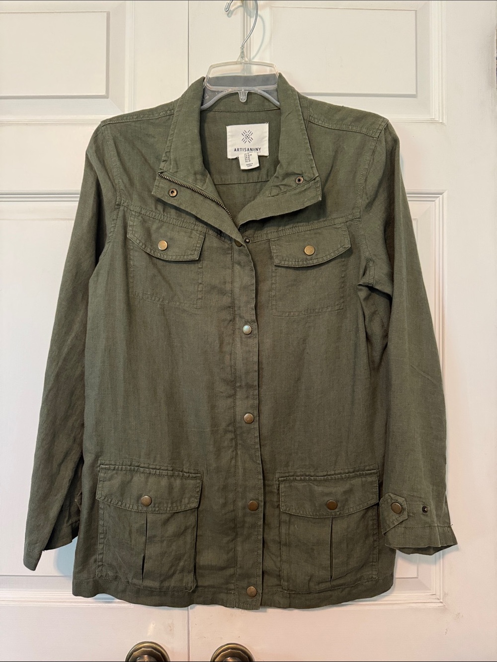 Artisan NY 100% Linen Olive Green Utility Jacket - M